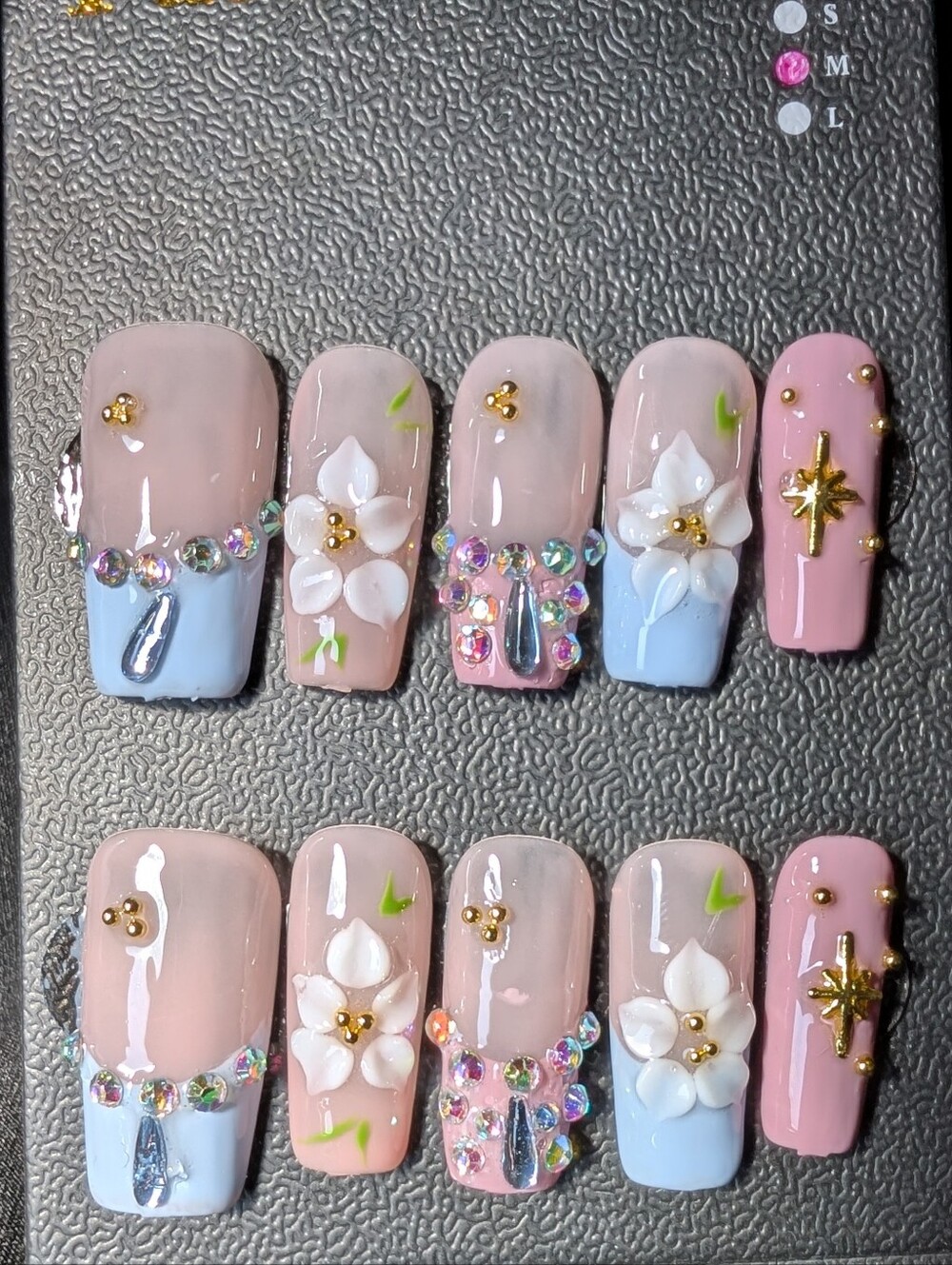 ❤️ 10pc Handmade Square Coffin Press-On Premium Nails Size: Medium 2.5 #6